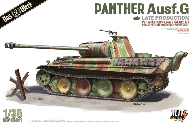 Maquette char Panther Ausf. G Late Production 1/35 Das Werk DW35041 avec canon métal et détails réalistes.