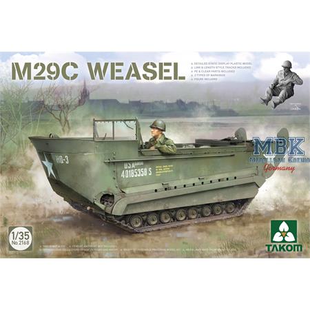 Boîte de la maquette plastique Takom 2168 M29C Water Weasel à l'échelle 1/35 chenillette amphibie US Army Seconde Guerre mondiale.