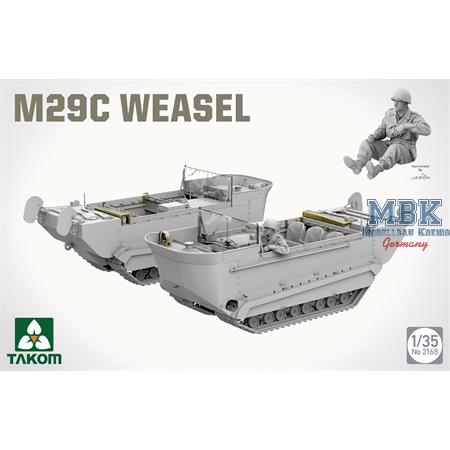 Boîte de la maquette plastique Takom 2168 M29C Water Weasel à l'échelle 1/35 chenillette amphibie US Army Seconde Guerre mondiale.