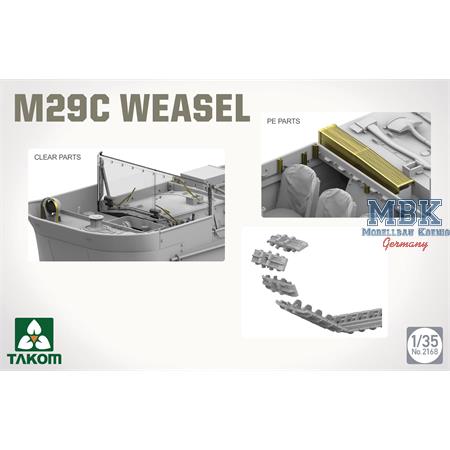 Boîte de la maquette plastique Takom 2168 M29C Water Weasel à l'échelle 1/35 chenillette amphibie US Army Seconde Guerre mondiale.