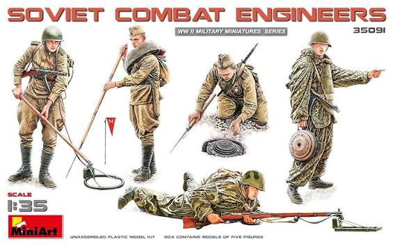 igurines à monter 1/35 d'ingénieurs de combat de l'Armée rouge MiniArt 35091 avec équipements