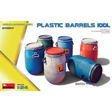 Kit de fûts en plastique 100L MiniArt 24004 à l'échelle 1/24 pour diorama et maquette