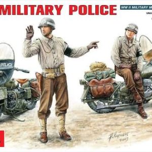 Boîte de maquette plastique 1/35 représentant deux policiers militaires US WWII sur motos Harley-Davidson WLA.